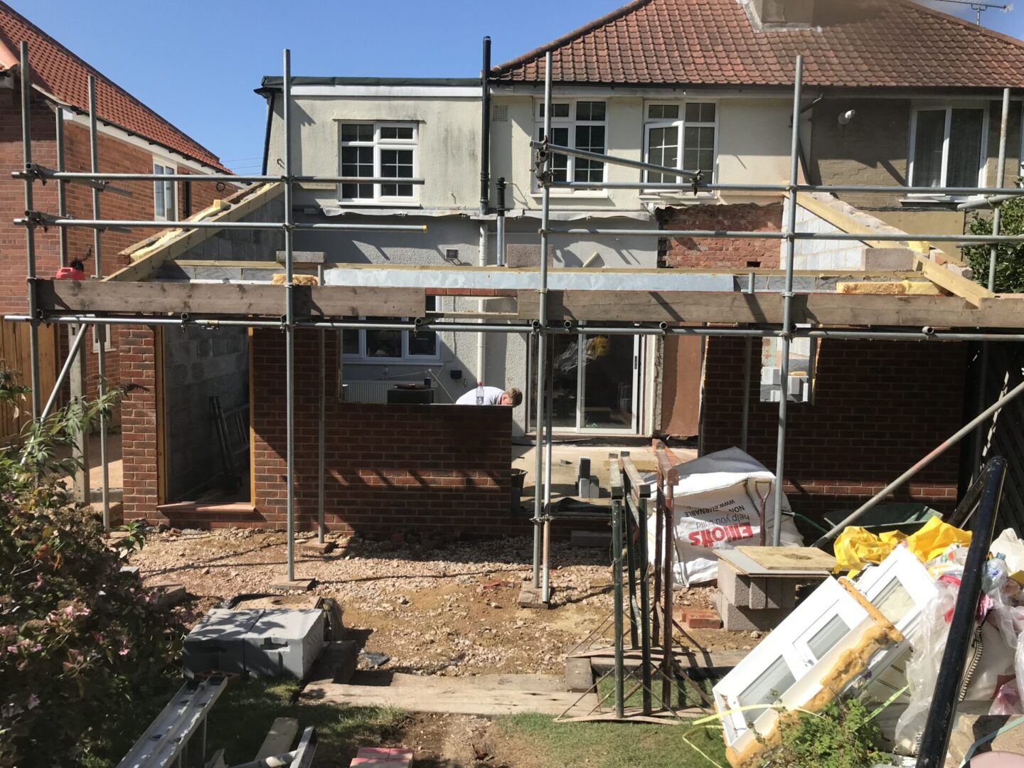 scaffolding installed for a home extension